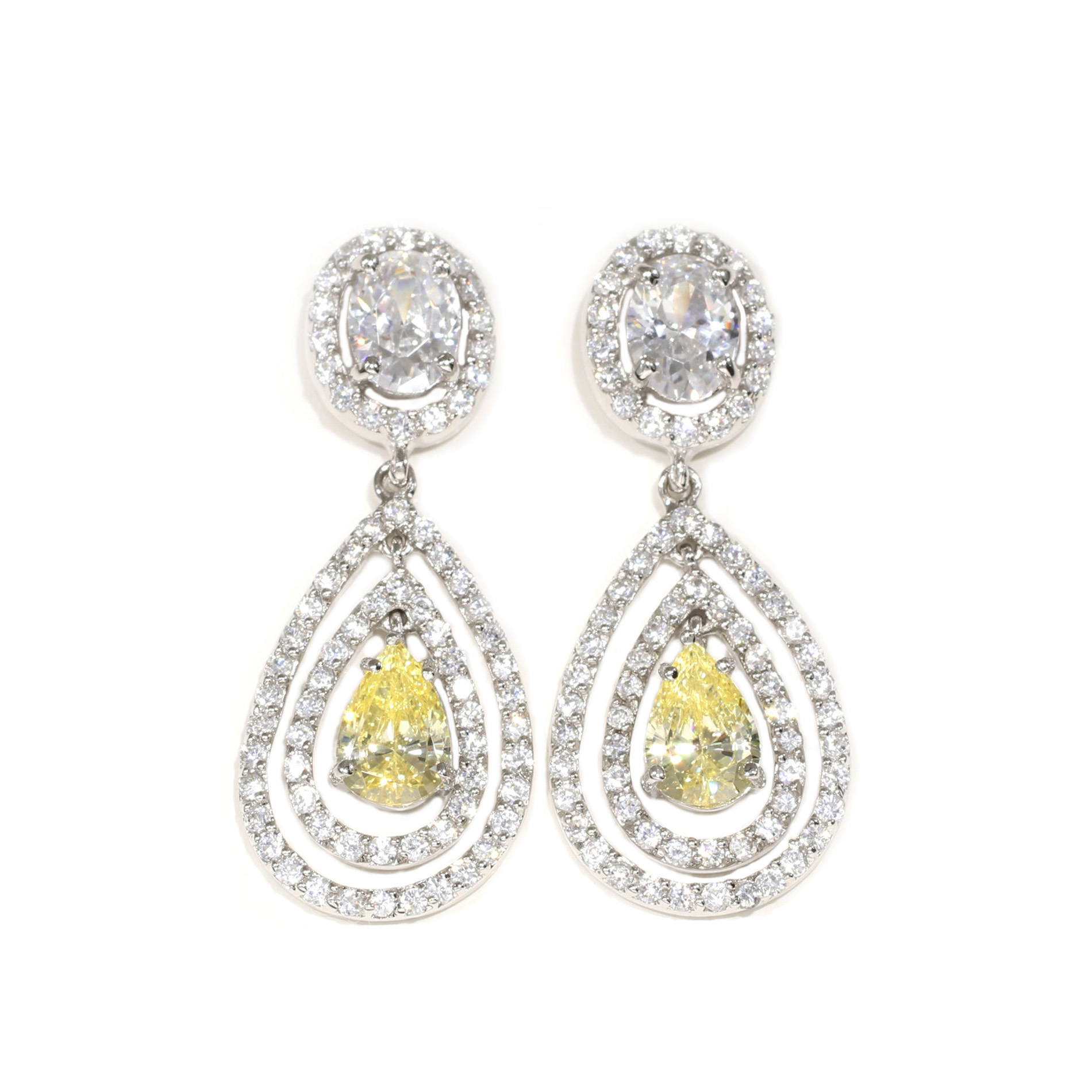 Tamara G Designs | Double Halo Canary Drop Earrings