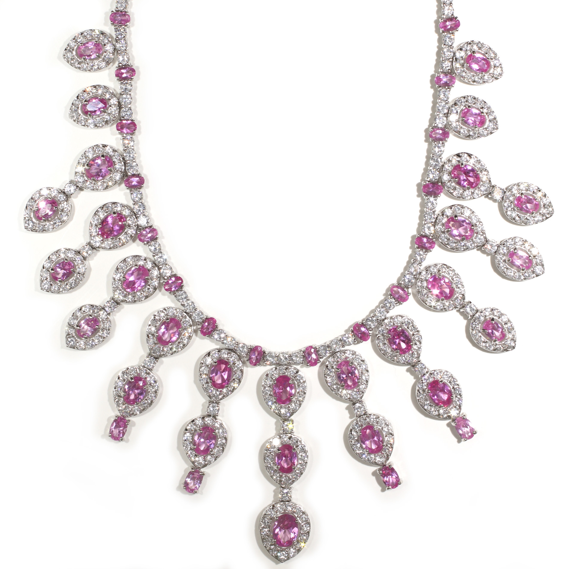 Chandelier Pink Sapphire Necklace - On Cheong Jewellery