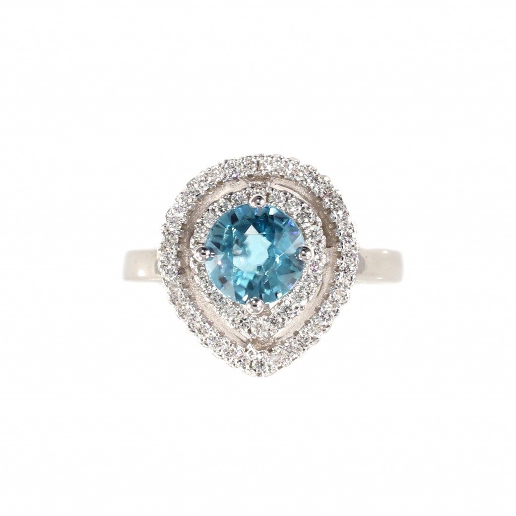 Tamara G Designs | Double Halo Blue Zircon Ring