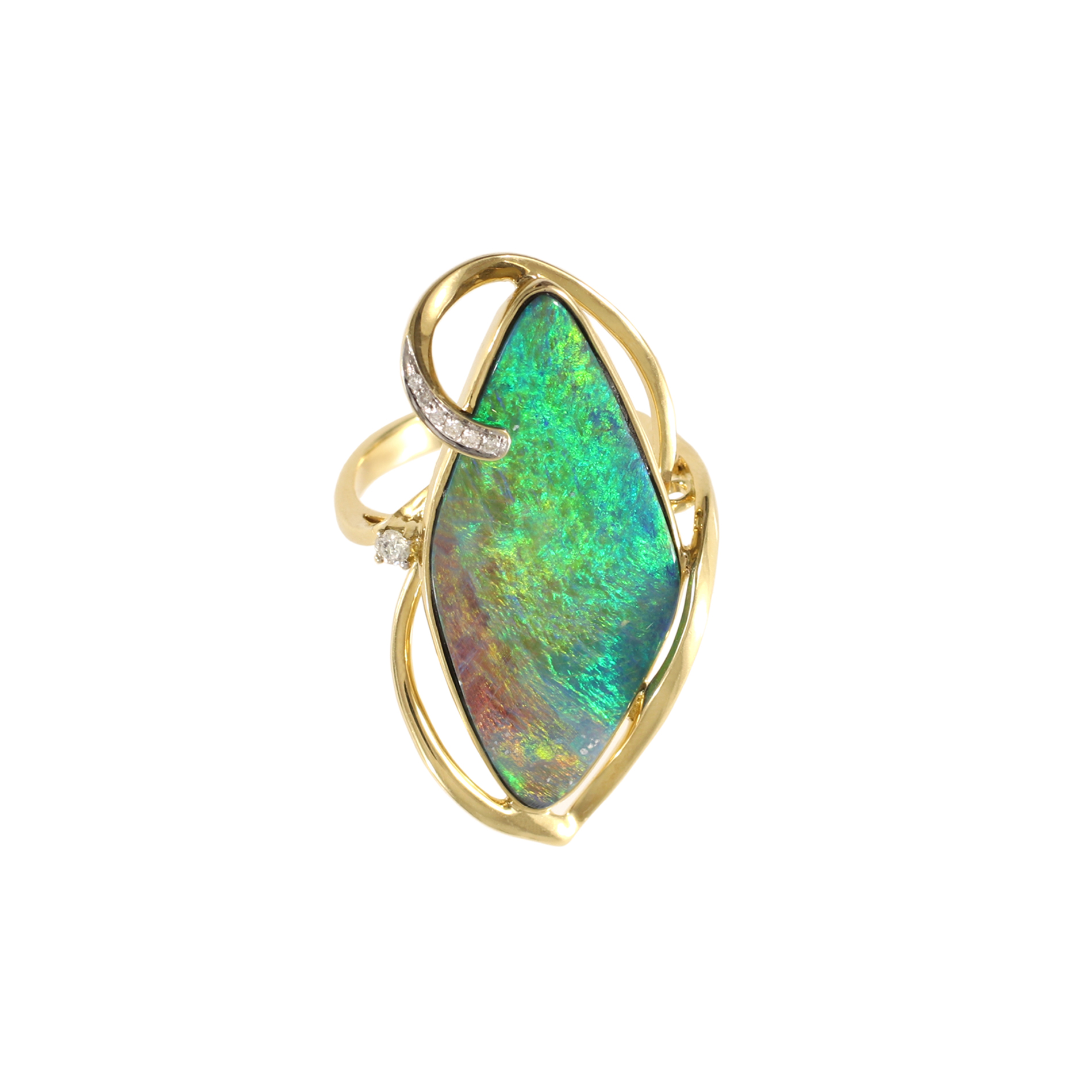 Tamara G Designs | Boulder Opal and Diamond Ring